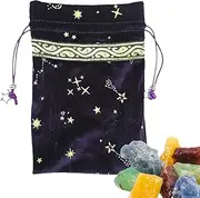 Velvet Tarot Pouch Bag - Constellation Tarot Cards Fabric Bag Jewelry Pouch - 13x18cm Novel Tarot Card & Dice Storage Bag, Jewelry Pouch, Board Game Drawstring Tarot Bag for Tarot
