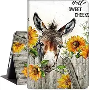 Vimorco for iPad Case 6th/5th Generation 2018/2017, for iPad 9.7 Inch Case for iPad 6th/5th Case Generation, Adjustable Angle, Auto Wake/Sleep, for iPad Air 2 / Air Case Cover, Funny Donkey Sunflower