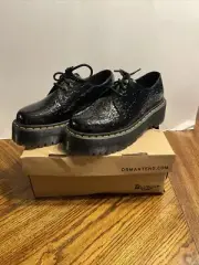 DR MARTENS 1461 Quad Embossed Patent Leather Eye Oxford Shoes Mens 6 Womens 7