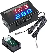 Industrial Temperature Gauge - Fish Tank Temperature Gauge with Double LCD Display | Terrarium Water Temperature Meter with 2 Waterproof Probes for Indoor Outdoor