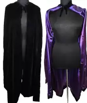 Vintage Morbid Threads Black Velvet Full Length Cloak Cape Witch Vampire Goth