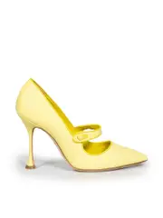 Yellow Mary Jane Pointed Toe Pumps