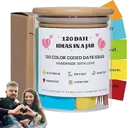 Date Ideas for Couples - 100 Date Ideas In A Jar, Color Coded Date Ideas, Fun Date Night Cards, Date Night Games Jar, Couples Date Night Activities for Wedding Anniversaries