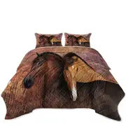 Autumn Colors Two Cute Horses Art Coverlet