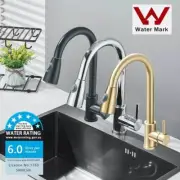 WELS Kitchen Mixer Tap 360°Single Hand Pull Out 2-Mode Spray Laundry Sink Faucet