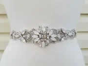Wedding Belt, Bridal Belt, Crystal Rhinestones, Opal stones