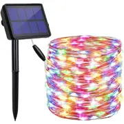 20m 200 LED Solar Powered Outdoor Lights with 8 Lighting Modes,Waterproof for Home,Garden,Decoration (Multi-Colored)