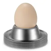 Egg Cup Holder Set of 6 Pack - Stainless Steel Egg Cups Plates Six Pieces Ser...
