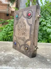 Antique Tree of Life 200 page Deckle Leather Journal Unlined Old Page Journal