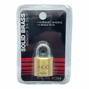 ACO Solid Brass Padlock 3/4 Inch Hardened Shackle 3 Brass Keys MFG. NO. 51068