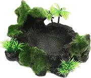 HANABASS Wear Resistant Natural Reptile Water Dish Decorative Bowl for Lizards Turtles and Frogs Safe Resin Material for Comfortable Feeding and Drinking