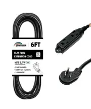 3-Outlets Flat Plug Indoor Extension Cord Outlet Extender, UL Listed, 16 Gaug...
