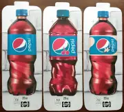 (3) Royal Vendors Chameleon "Pepsi" 20 oz Bottle Vend Labels (Flavor Strip)