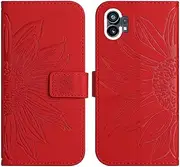 Cover Compatible with Nothing Phone 1 5G,Compatible with Nothing Phone 1 5G Flip Stand Card Slot Magnetic Closure Phone Case Red