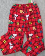 Snoopy Christmas Lounge PJ Sleep Pants Peanuts Red Plaid Medium Adult