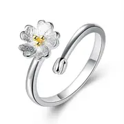 4PCS Silver plating Jewelry Fashion Woman Open Ring Flower Pattern Retro Size Adjustable Ring