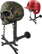Skull Helmet Display - Skull Helmet Hanger, Wall Mount Jacket Hook | Heavy-Duty Premium Skull Helmet Holder Stand, Decorative Gothic Eye-Catching Skull Helmet Hanger for Helmets 3x20x26cm