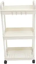 NUOBESTY Storage Shelves Go Cart Storage Cart for Home Organizer Cart Bathroom Storage Rack Storage Trolley Holder Rack with Wheel Removable Storage Shelf Office Pp Snack White Food