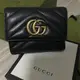 [二手] GUCCI 古馳 GG Marmont Wallet 黑色皮革人字紋三折短夾 8成新