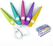 BINWISH Decorative Paper Edge Scissors Set, 5 Pairs Zig Zag Edges with Portable Organizing Container, Great for DIY Paper Wavy Edge Cutting, Crafts, Scrapbooking, Paper Quilling and Kid’s Designs
