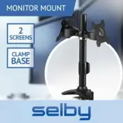 Up to 24" Dual LCD Screen Pole Mount Stand Monitor Bracket Desk Clamp Base VESA
