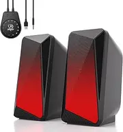 SOULION C30 PC Speaker for Desktop Computer Bluetooth Soundbar for Monitor Laptop 3.5mm Aux Input USB Powered Colorful LED Lighting 1 Pair