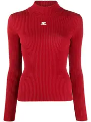 [Courreges] Courreges-Maglia Re-Edition A Costine Collo Alto-Donna M