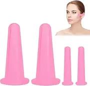 Loovisse Face Cupping, Set of 4 Silicone Cupping Glasses Facial Cupping Silicone Cupping Therapy for Face Massage, Anti-Cellulite Massage Cup for Muscle Relaxation, Blood Circulation