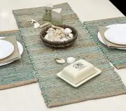 | Natural Jute Table Runner | 13x36 Rustic Farmhouse Table Runner | Table Run...