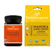 Manuka Honey Kfactor 16+ & Organic Honey Drops, Lemon + Bee Propolis