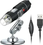 USB Digital Micro 1600X Magnification Camera 8 LEDs with Stand Portable Handheld Inspection Magnifier