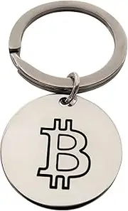 [Art Attack] Bitcoin Flag Keychain, Coin Peer To Peer Crypto Standard Currency Blockchain Key Chain (Silver), Silver