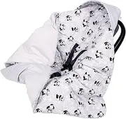 Infantilo Universal Baby Boy Girl Hooded Cosy Toes for Car Seat Blanket Wrap Babies with Hood Holes 3-Point Harness Straps Pushchair, Pram, footmuff (Panda Grey)