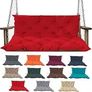 Swing Replacement Seat Cushions 2/3 Outdoor Bench Cushions Thicken Swing Chair Pads for Garden Patio Swing Washable Swing Replacement Cushions with Backrest & Anti-Slip Belts (Color : Red, Size : 60