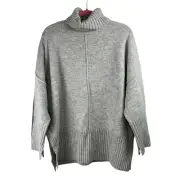 Topshop Premium Knit Lambswool Oversized Gray Turtleneck Sweater Small 4/6 NWT