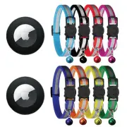 8 Breakaway Cat Collars with Bells and 2 Waterproof Airtag Holders, Reflectiv...