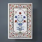 White Marble Dining Table Top Floral Pattern Inlay Work Reception Table for Bar