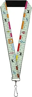Buckle-Down Monopoly Lanyard, Key Strap, Monopoly Game Board Space Blocks, Elastic, Multicolor