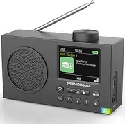 MONODEAL Portable Radios & DAB, Digital Radio with Large 3" TFT Display, Rechargeable DAB/DAB+ Radio Portable with HiFi Stereo Sound, Sleep Timer,Headphone Jack,Aux-in,USB Charging Cable