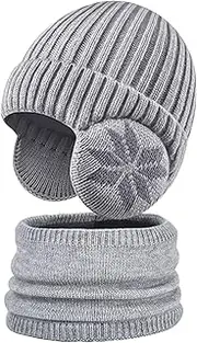 [Heveer] Children's Slip-On Hat Scarf Hat Balaclava for Children from 4 Years Fleece Wool Hat Knitted Hat Winter Hat Boys
