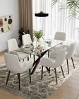 Rectangular Glass Dining Table base Steel Legs Modern Design