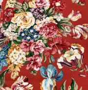 Brunschwig & Fils Large Scale Floral Print Fabric- Hastings Bouquet Red 0.75 yds
