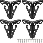 Piutouyar 4 Inch Hollow Out Furniture Legs Set of 4, Black Artistic Metal Sofa Cabinet Legs, Modern Triangle Couch Feet Metal Furniture Legs Feet for Cabinet Cupboard Table Bookcase Wardrobe