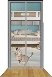 Reinforced Cat Screen Door Prevents Dogs and Cats from Tearing Cat Gate with Double Side Zipper Closure Prevents from Running Out of The Home Interior Door (Color : Gray, Size : 90x220cm)