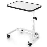 Giantex Mobile Bedside Laptop Desk Height Adjustable Computer Table w/Multi-Angle Tilt Top Portable Overbed Table White