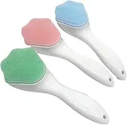 3Pcs Silicone Face Scrubber Brush Manual Handheld Facial Cleansing Brush Soft Bristles Waterproof Face Wash Brushes Exfoliator Blackhead Brush for Skin Care Makeup Residues (Style 1, 15.7 * 5.6CM)