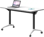 GIZNXBA Conference Table, Folding Conference Room Tables with Flip-Top Design, Mobile Seminars Dynamic Meetings Training Tables for Offices, Classrooms,Meeting Room(120cm)