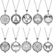 Hicarer 10 Pieces Magnifying Glass Long Necklace with Reading Magnifying Glass Pendant