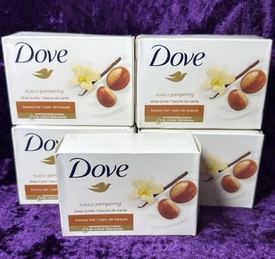 Dove Purely Pampering SHEA BUTTER Beauty Bar Soap Lot Of 5 NEW