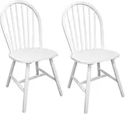 [vidaXL] Classically Designed Scandinavian Modern Dining Chairs, Set of 2, White, Solid Rubber Wood for Kitchen/Dining Room.
